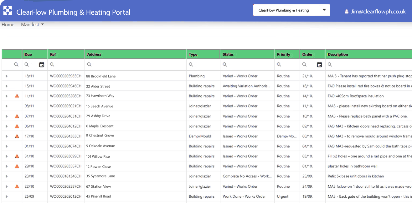 Manifest Contractor Portal